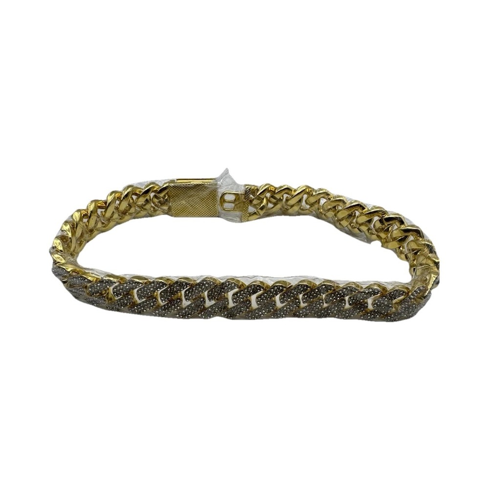 GRA Gold-Plated Cuban Link Hip Hop Men's Bracelet Moissanite Diamond Adjustable